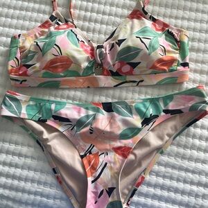 Colorful Leaf Tropical Print Bikini Set